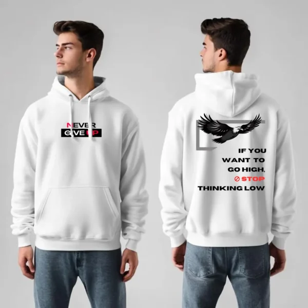 Eagle Graphic 3D Printed Oversized Hoodie – White Wonder - Image 4