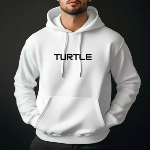 White Turtle Graphic 3D Printed Oversized Hoodie - Image 2